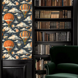 Donkere Academia Hete Luchtballonnen en Wolken Behang