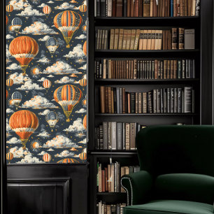 Donkere Academia Hete Luchtballonnen en Wolken Behang