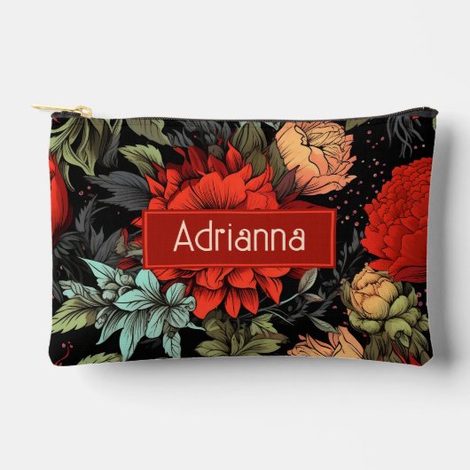 Donkere Academia Maximalist Red Dahlia Bloemen Etui (Voorkant)
