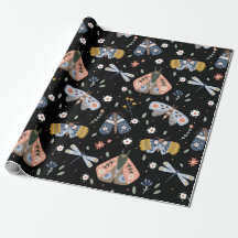 Donkere Academia Moth Floral in het zwart