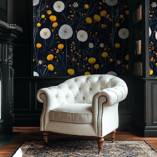 Donkere Academia Paardebloem Floral Wallpaper Behang