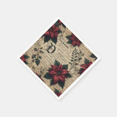 Donkere Academia Poinsettia Perkament Decoupage Servet (Hoek)