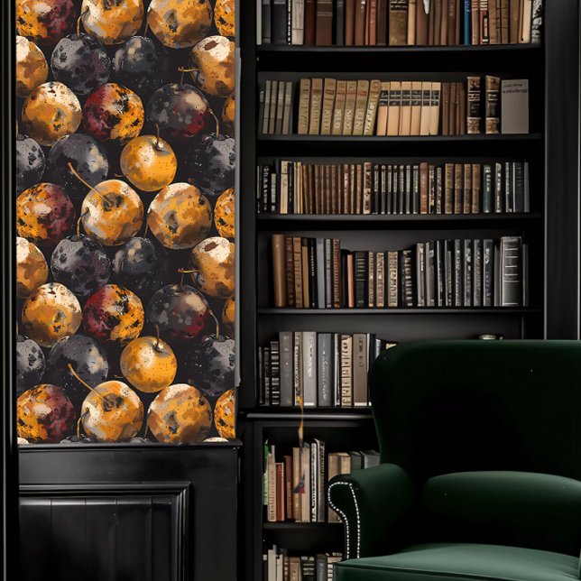 Donkere Academia Rotting Fruit Behang (Dark Academia Rotting Fruit Wallpaper in a library.)