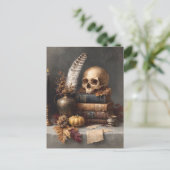 Donkere Academia Stilleven met schedel Briefkaart (Staand voorkant)