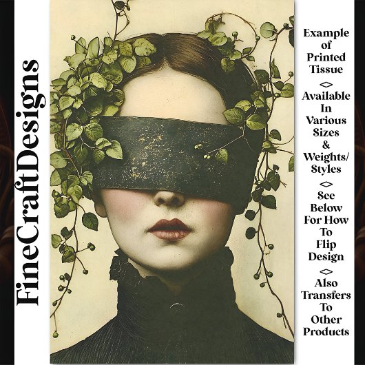 Donkere Academia Vrouw In Blindfold BE9 Decoupage Tissuepapier