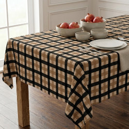 Donkere Academia Zwart en Camel Plaid Tartan Tafelkleed