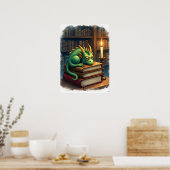 Donkere Academie Lezen Draak Sticker Boekenwurm Sl Poster (Keuken)