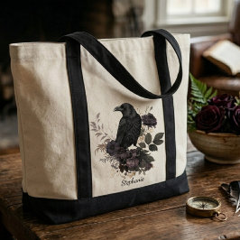 Donkere Academie Raaf en Zwarte Rozen Tote Bag