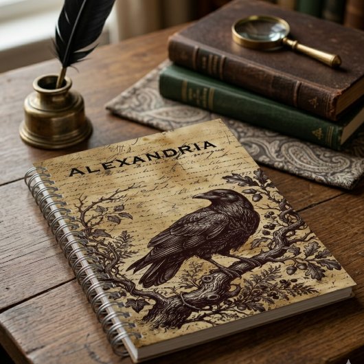 Donkere Academie Raaf Vintage Schrift Notitieboek