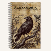 Donkere Academie Raaf Vintage Schrift Notitieboek (Voorkant)
