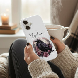 Donkere Academie Raven Mauve Bloem iPhone 16 Hoesje