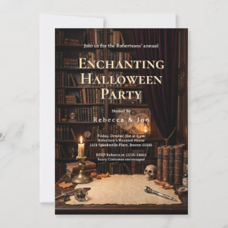 Donkere Academische Betoverende Halloween Feest Kaart