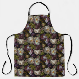 Donkere Academische Bloem Ontwerp Schort