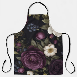 Donkere Academische Bloem Ontwerp Schort