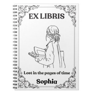 Donkere Academische Ex Libris Gepersonaliseerd Lee Notitieboek