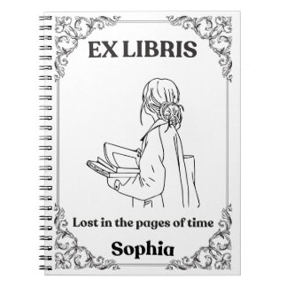 Donkere Academische Ex Libris Gepersonaliseerd Lee Notitieboek