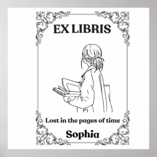Donkere Academische Ex Libris Gepersonaliseerd Lee Poster