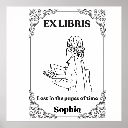 Donkere Academische Ex Libris Gepersonaliseerd Lee Poster (Voorkant)