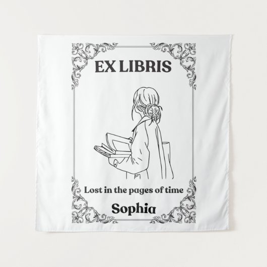 Donkere Academische Ex Libris Gepersonaliseerd Lee Wandkleed (Voorkant)