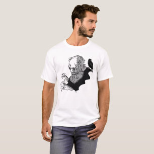Donkere Academische Geleerde Schets met Raven Kuns T-shirt