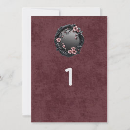 Donkere Academische Goth Huwelijk Tafel Nummers Kaart