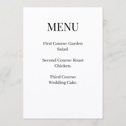 Donkere Academische Goth Huwelijksmenu Menu (Voorkant)