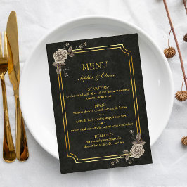 Donkere Academische Gotische Elegante Trouwmenu Menu