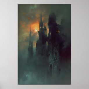 Donkere Academische Gotische Kathedraal Printbare, Poster