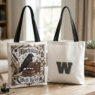 Donkere Academische Gotische Raven Boekliefhebber Tote Bag
