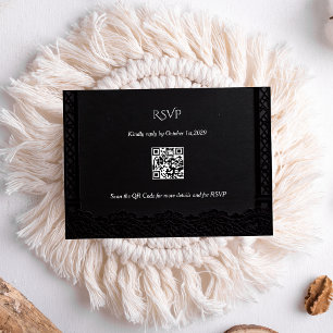 Donkere Academische Gotische Zwarte Kant Elegante  RSVP Kaartje