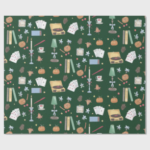 Donkere Academische Herfst Groen Met Sfeer Cadeaupapier