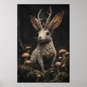 Donkere Academische Jackalope Print, Donkere Fores Poster