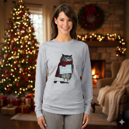 Donkere Academische Kerstuil Merry T-Shirt