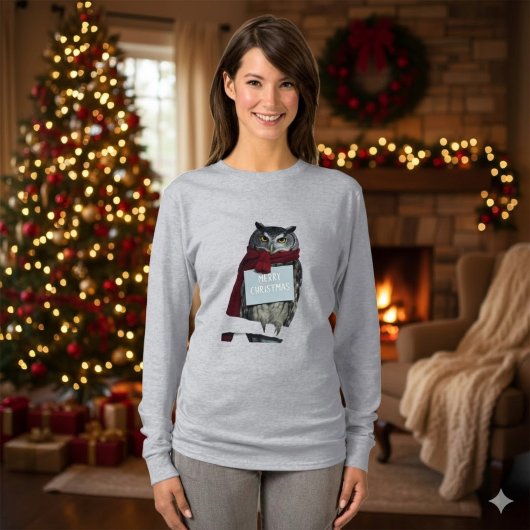 Donkere Academische Kerstuil Merry T-Shirt