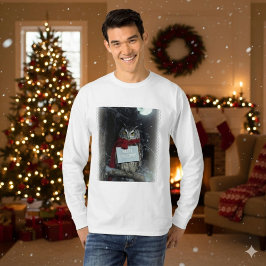 Donkere Academische Kerstuil Merry T-Shirt