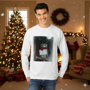 Donkere Academische Kerstuil Merry T-Shirt