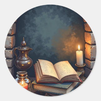 Donkere Academische Leeshoek Booktok Gotische Bibl Ronde Sticker