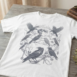 Donkere Academische Maanlichte Raaf Gotische Grafi T-shirt