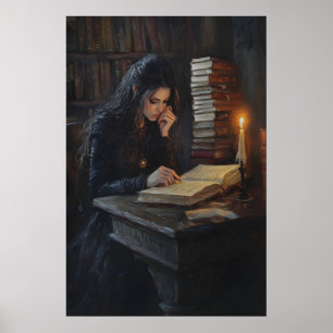 Donkere Academische Meisje Leest Kunst Gotische Bi Poster