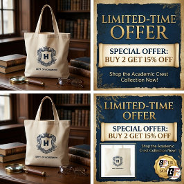 Donkere Academische Monogram Wapenschild Canvas Tote Bag