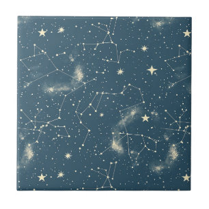 Donkere Academische Navy Ivoor Maan Constellatieka Tegeltje