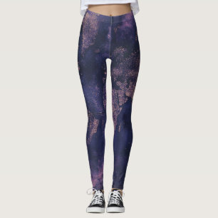 Donkere Academische Paarse Hemelkaart Wereldkaart Leggings