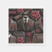 Donkere Academische Poinsettia's Mode Decoupage Pa Servet (Voorkant)