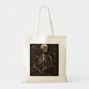 Donkere Academische Skelet Bourgondische Rozen Vic Tote Bag