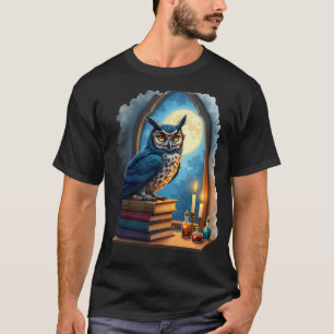 Donkere Academische Uil Bril Leeshoek Gotische Bib T-shirt