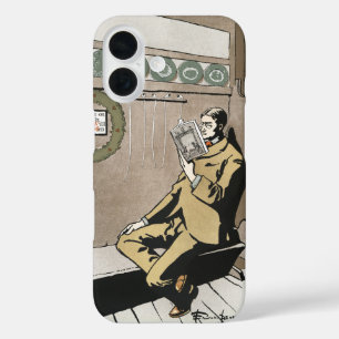 Donkere Academische Vintage Kerstlectuur Man Kunst iPhone 16 Hoesje