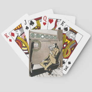 Donkere Academische Vintage Kerstlectuur Man Kunst Pokerkaarten
