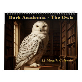 Donkere Academische Vintage Uil Olie Portretten Go Kalender