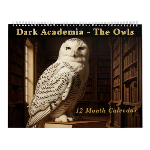 Donkere Academische Vintage Uil Olie Portretten Go Kalender
