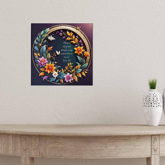 Donkere Achtergrond Bloem Kader Bijbelverzen Poster